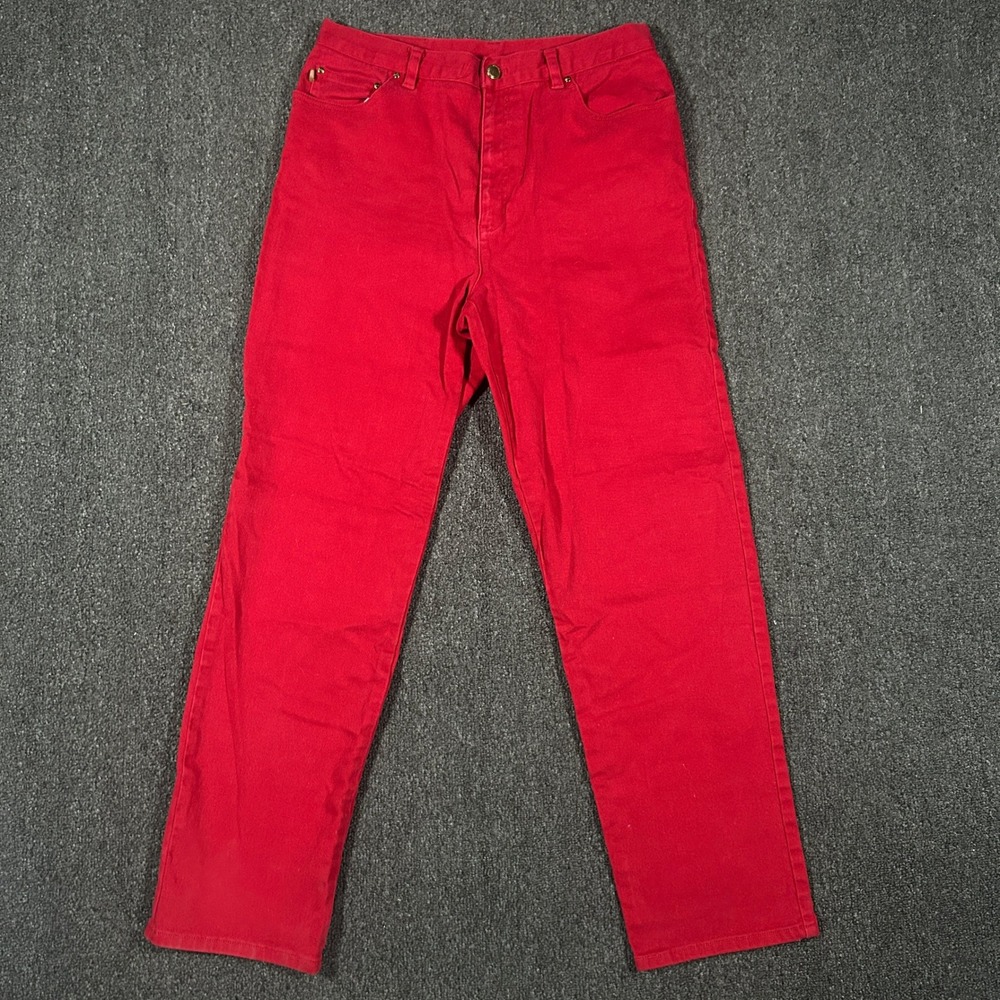 Lauren Ralph Lauren Jeans Womens 12 Red Straight Leg High Rise Pants Excellent